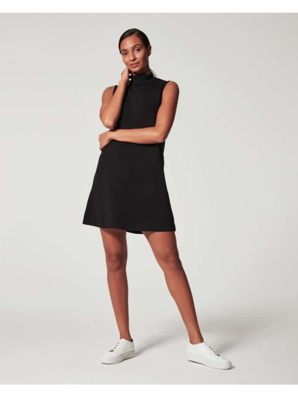 Spanx Women's Air Essentials Mock Neck Mini Dress Size Medium Black Sleeveless